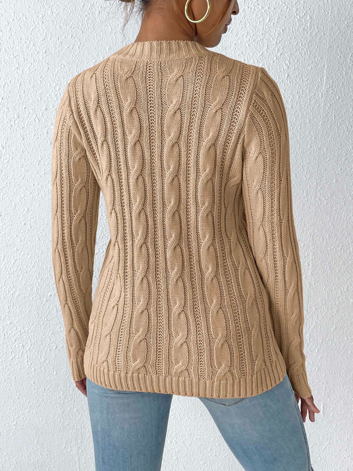 Cable-Knit Pearl Detail Sweater