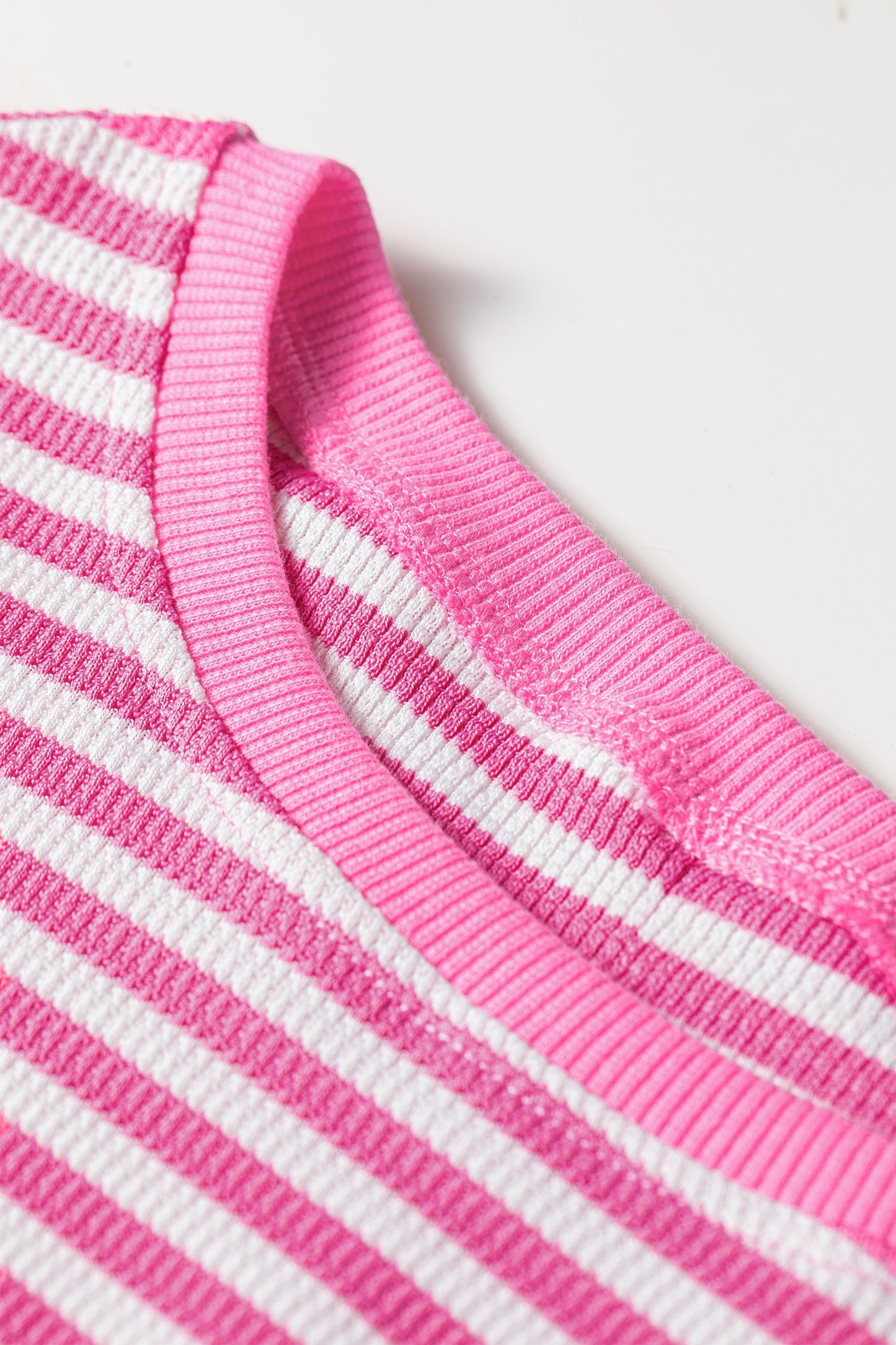 Stripe Textured Knit Exposed Seam Split Hem Sweater