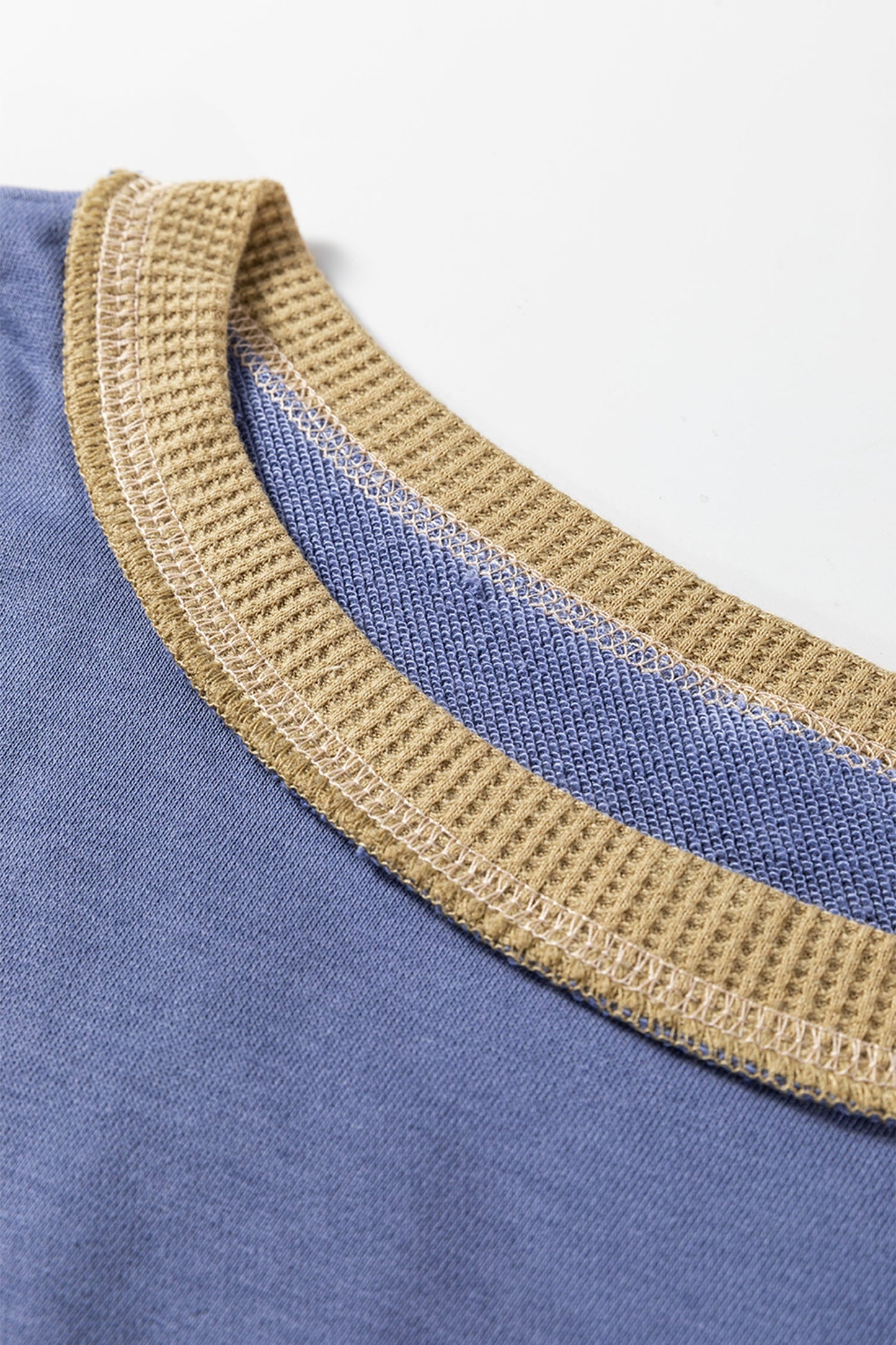 Colorblock Waffle Knit Patchwork Reverse Seam Oversize Sweatshirt