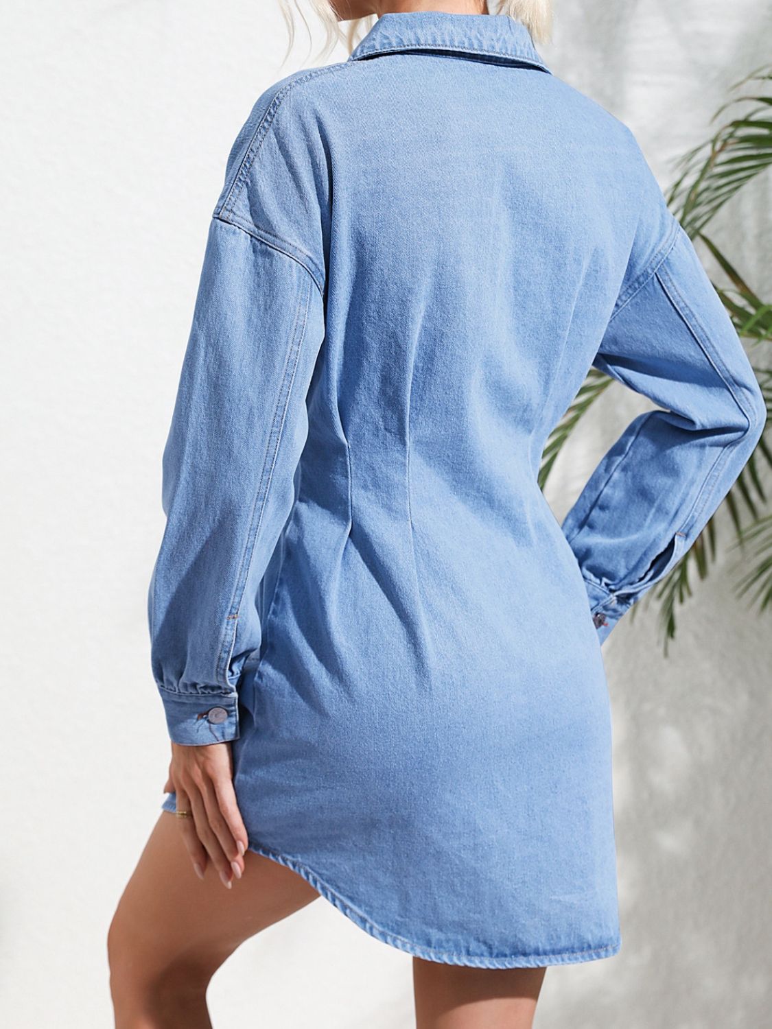 Iyanna Distressed Long Sleeve Denim Dress