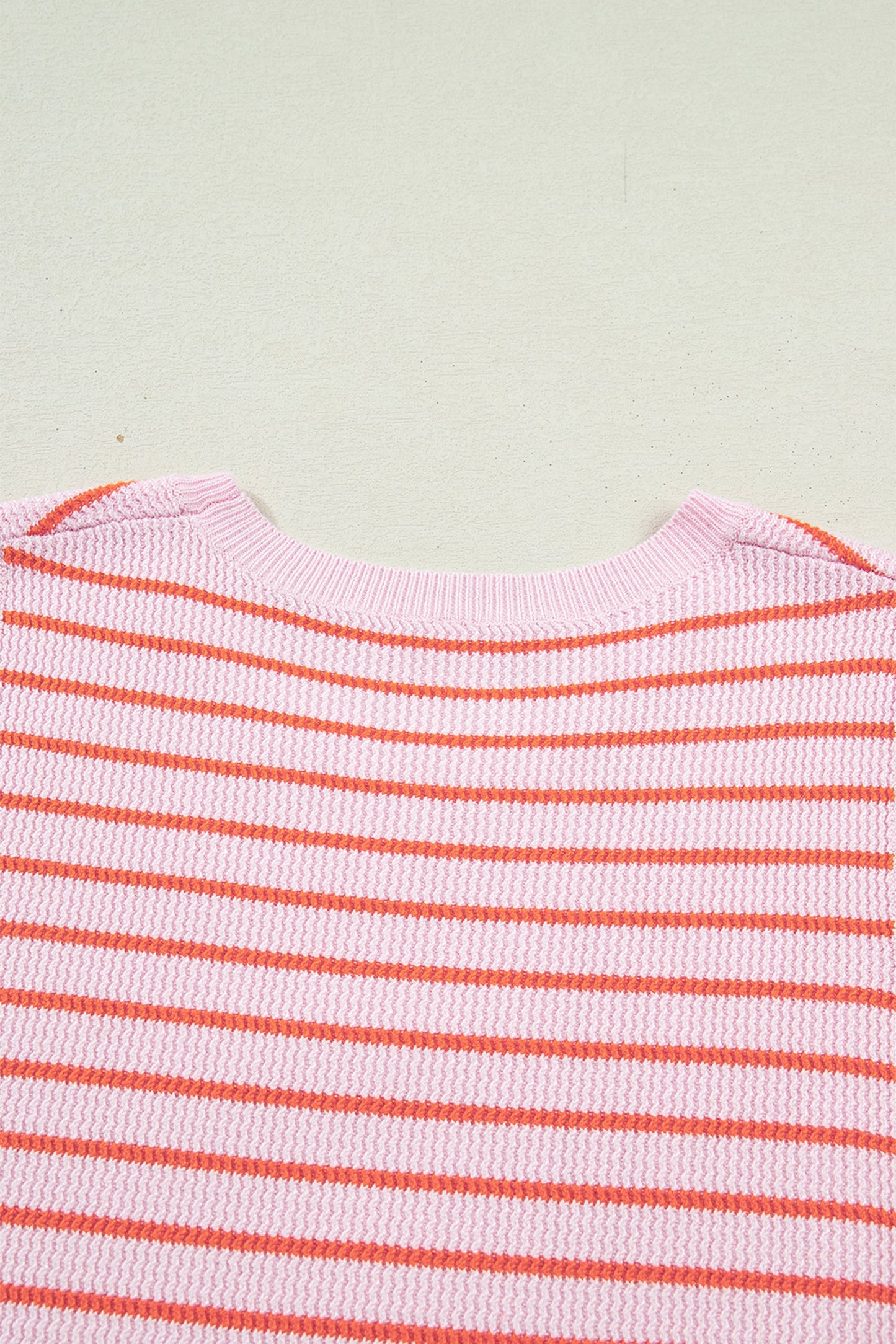Stripe Textured Knit Sleeveless Sweater Top