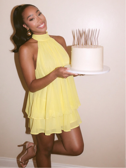 Halter Neck Ruched Mini Dress