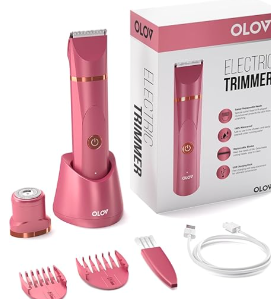 OLOV Electric Body Hair Trimmer - Groin Trimmer for Men & Bikini Trimmer for Women | Waterproof, Rechargeable, Skin-Safe Grooming Tool