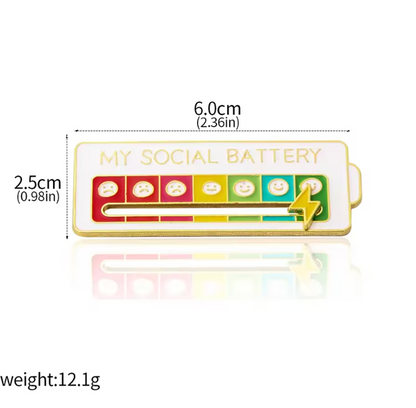 My Social Battery Brooch
