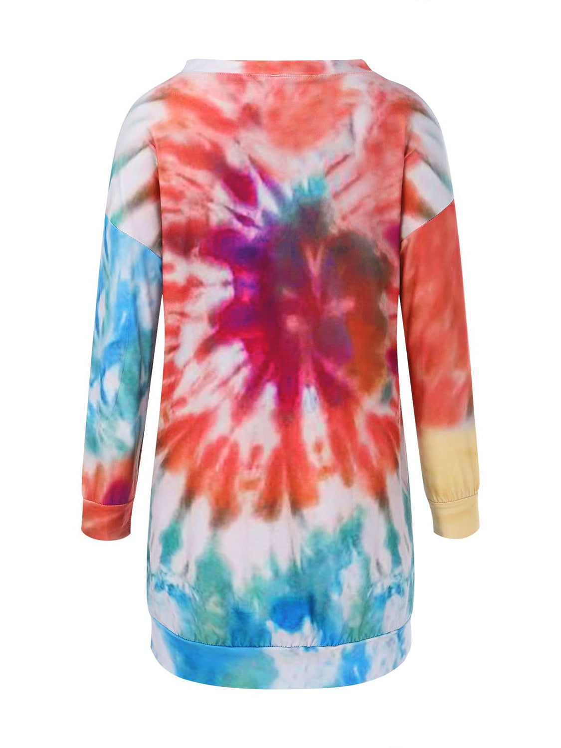 Tie-Dye Round Neck Long Sleeve Dress