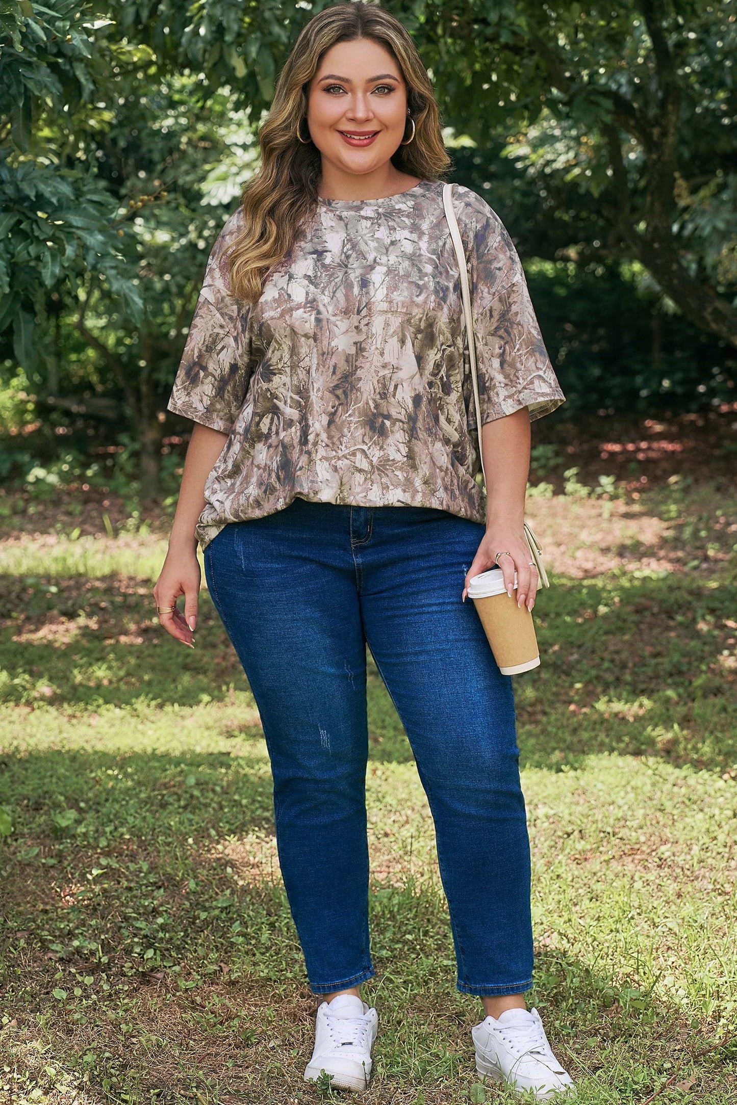 Plus Size Woodland Camo Short Sleeve T-Shirt