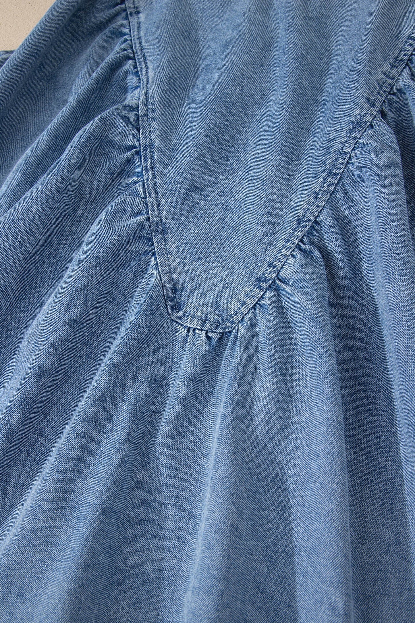 Denim Pleated Patchwork Sleeveless Top