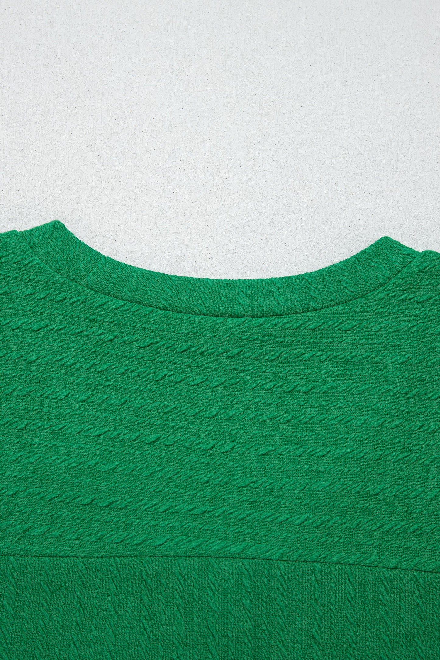 Cable Knit Textured V-Neck Short Sleeve T-Shirt