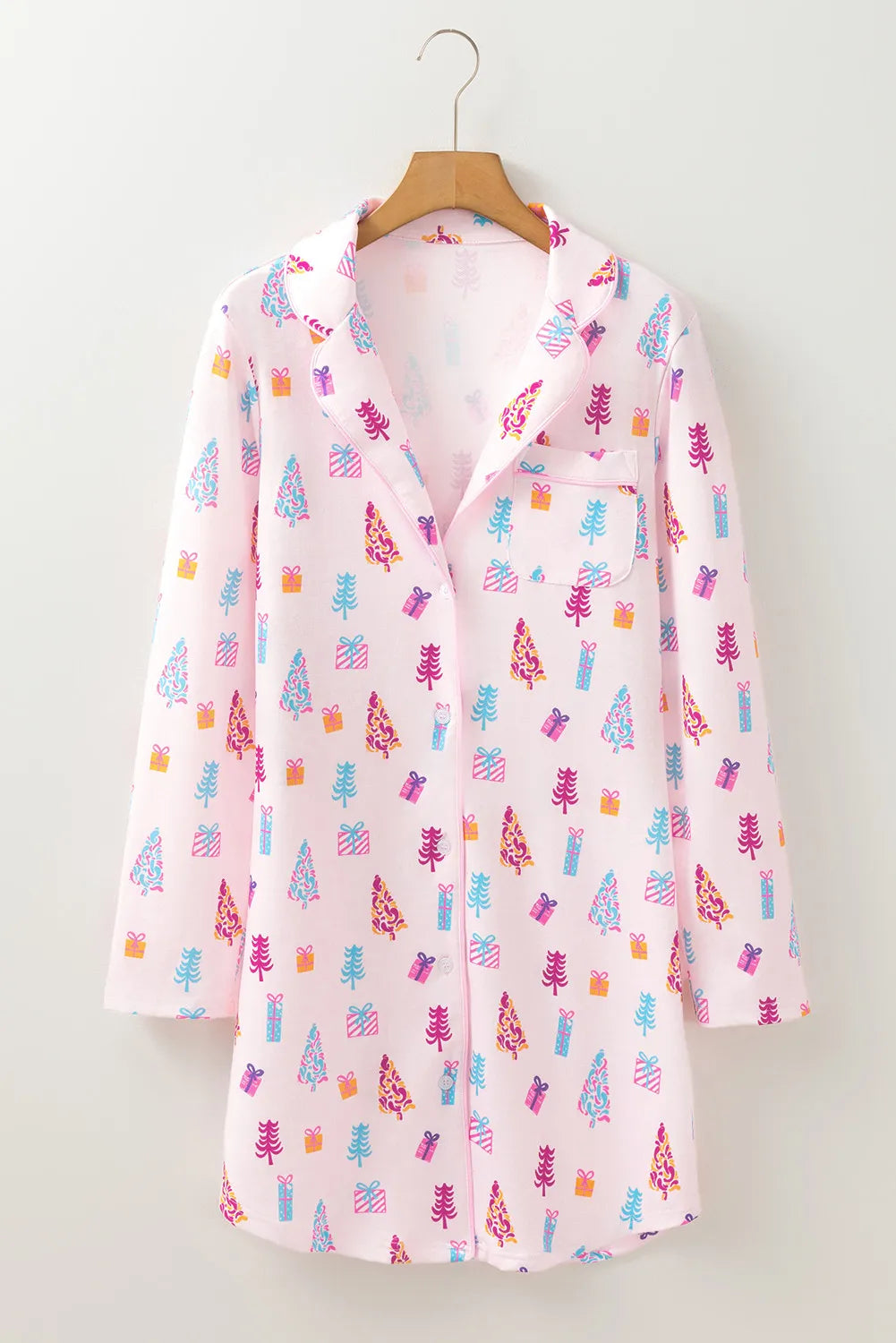 Pink Christmas Printed Lounge Dress