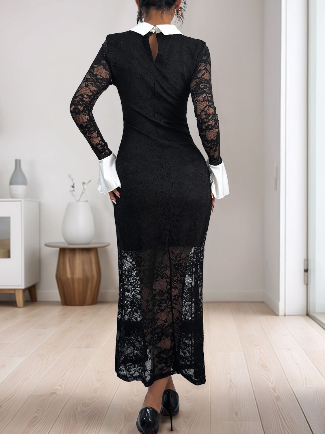 She's Classy Perfee Lace Contrast Dress