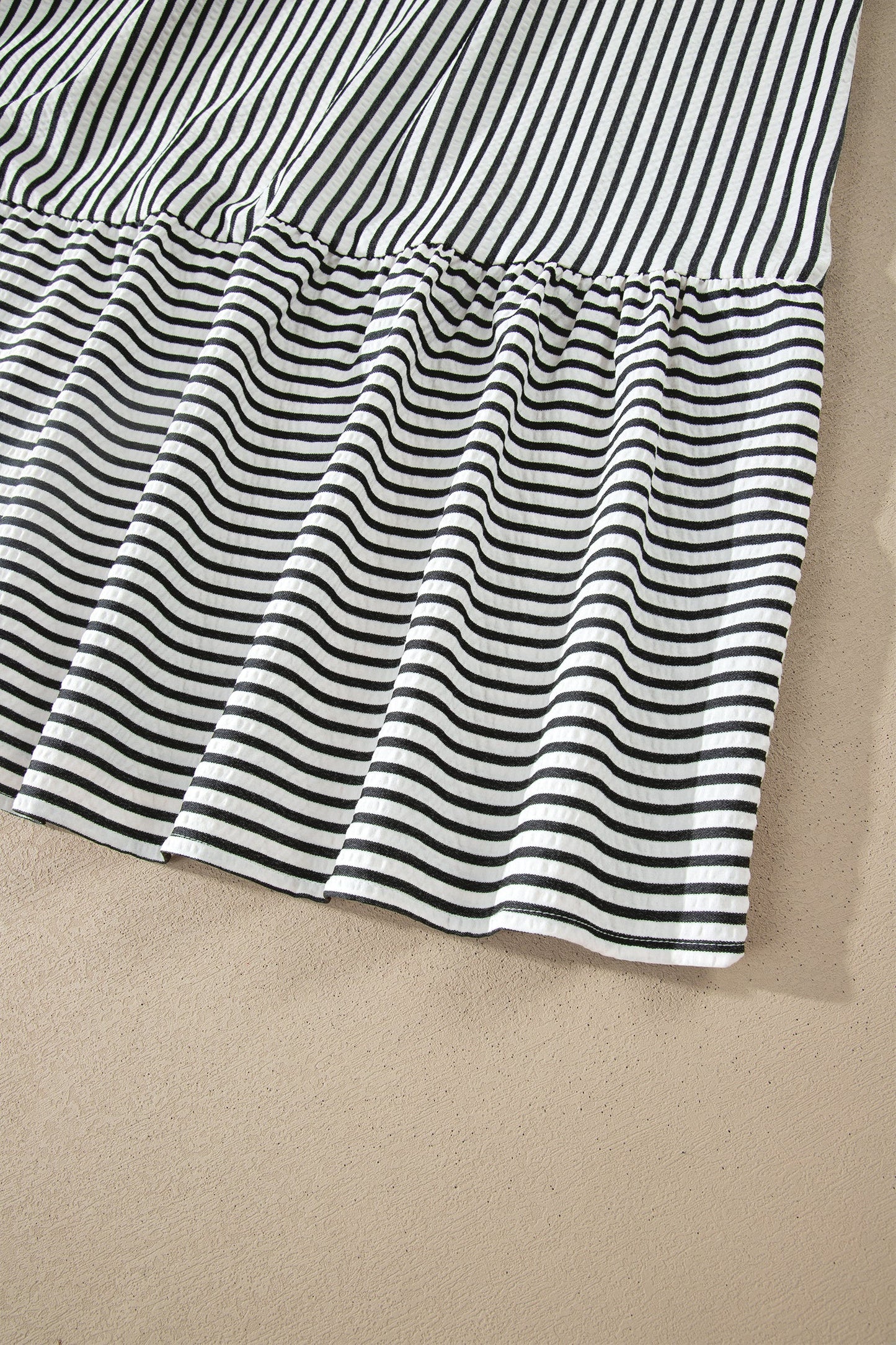 Plus Size Stripe Flutter Sleeve V-Neck Maxi Dress
