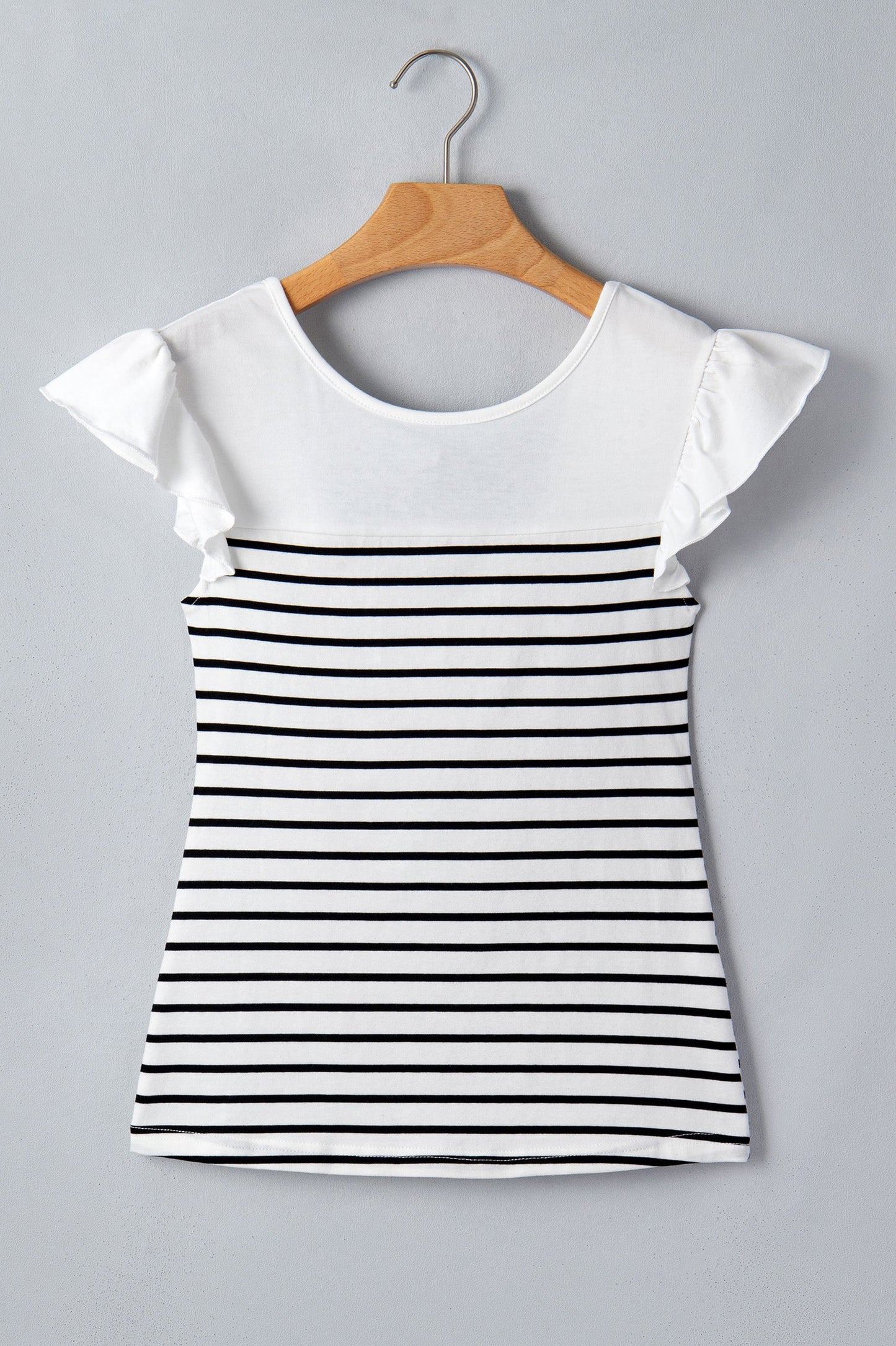 Stripe Contrast Bow Tie Back Ruffle Tank Top
