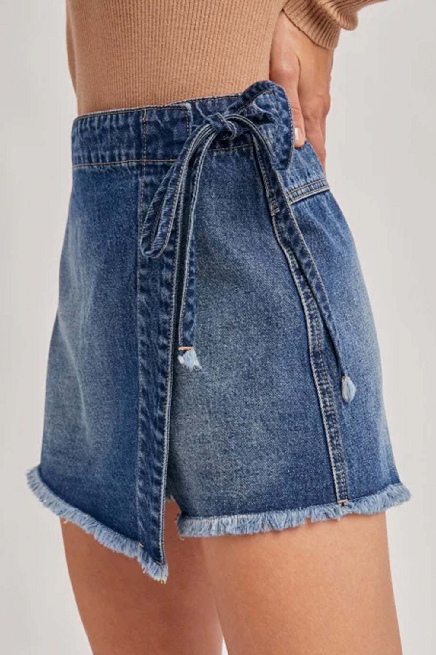 Denim Wrapped Tie Waist Skort