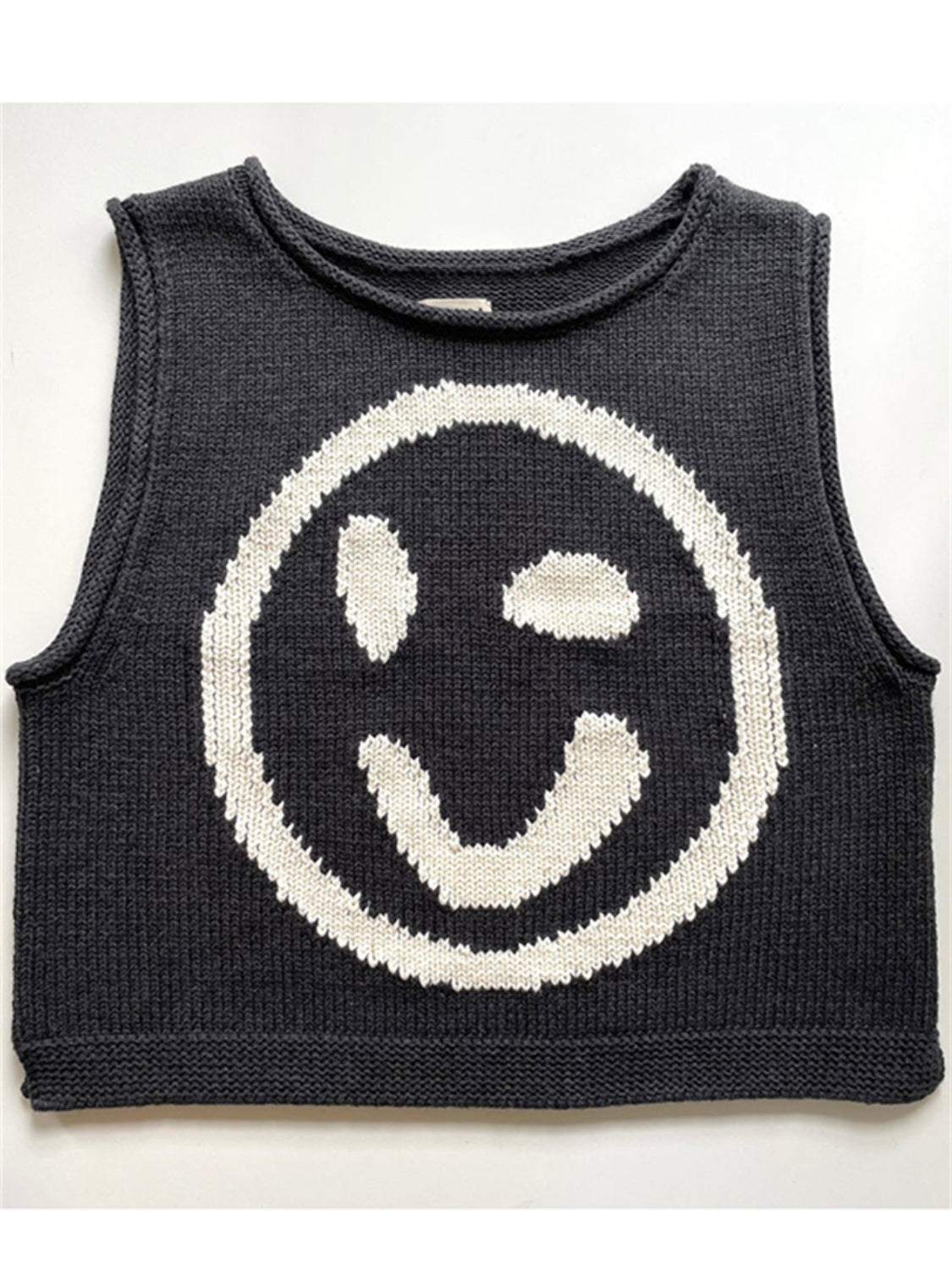 Smiley Round Neck Sweater Vest