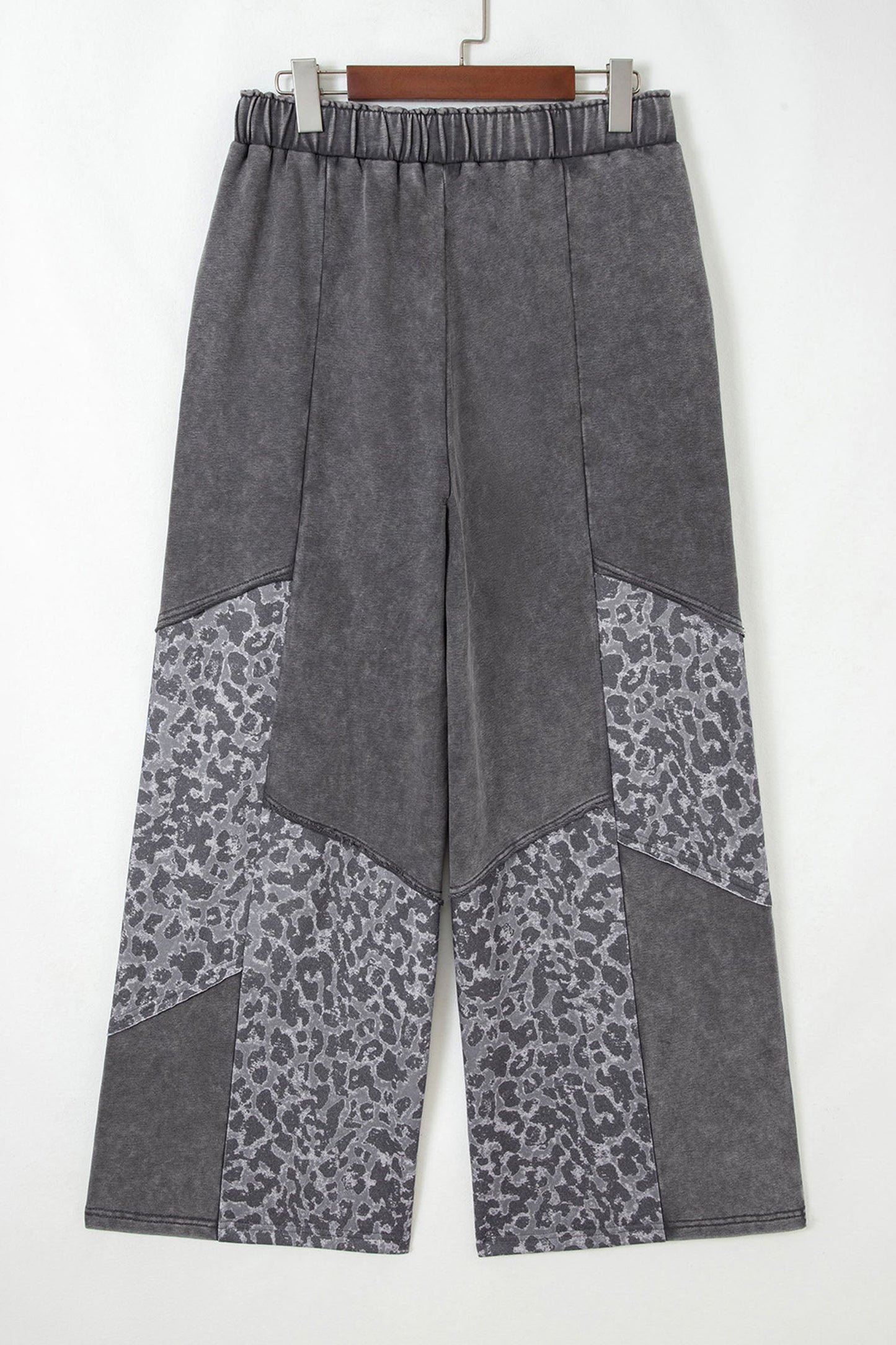 Leopard Patchwork Mineral Wash High Waist Pants