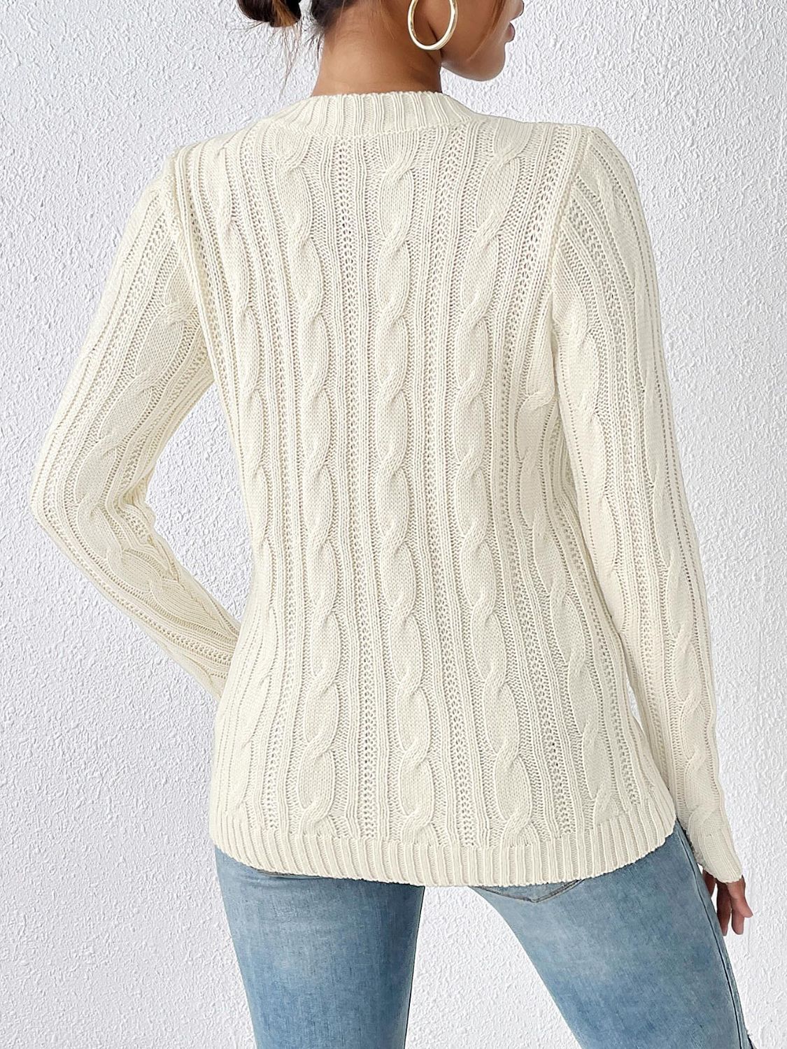 Cable-Knit Pearl Detail Sweater