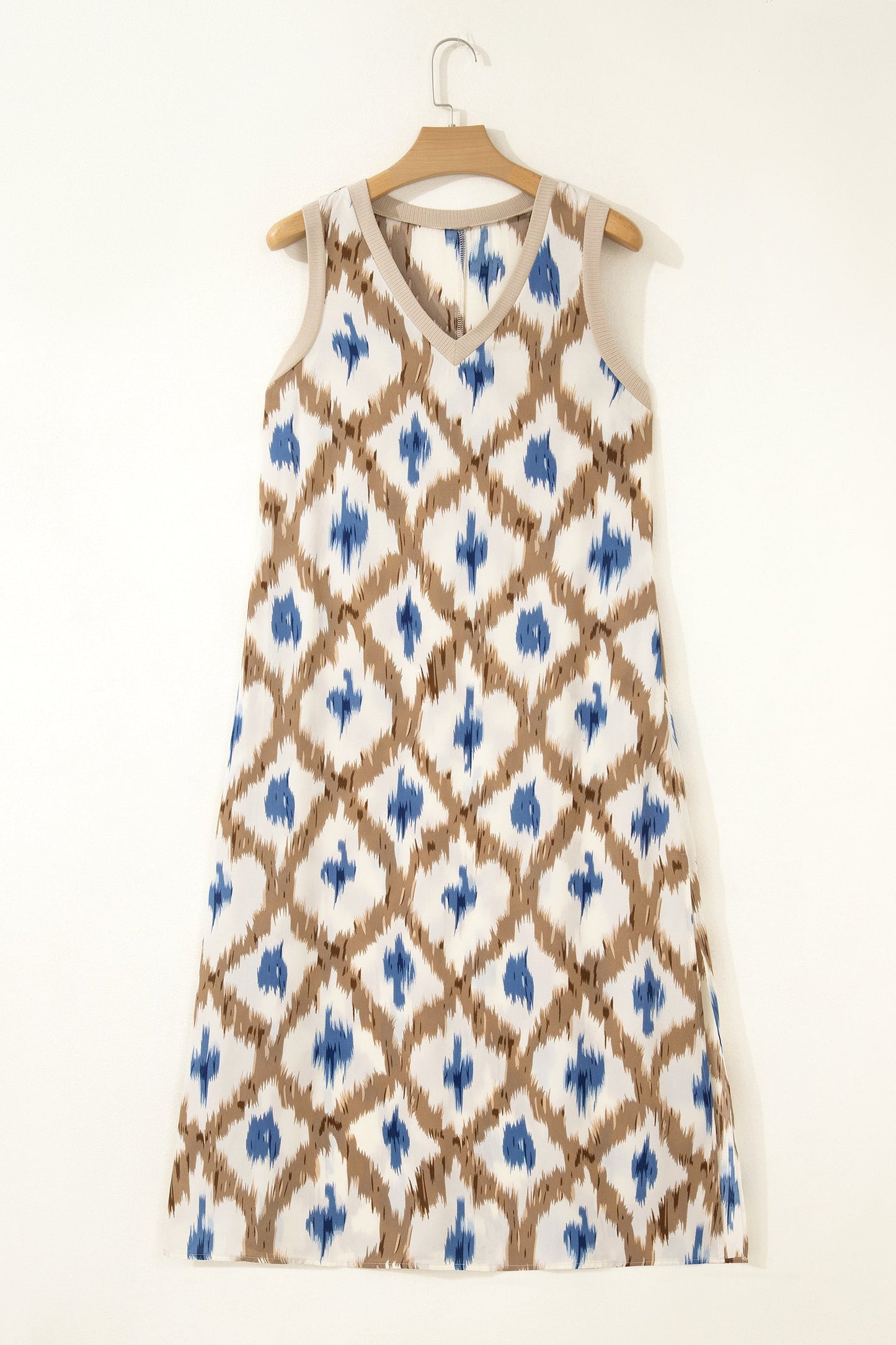 Boho Abstract V-Neck Sleeveless Maxi Dress