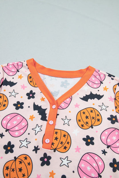 Halloween Pumpkin Long Sleeve Top & Pants Lounge Set