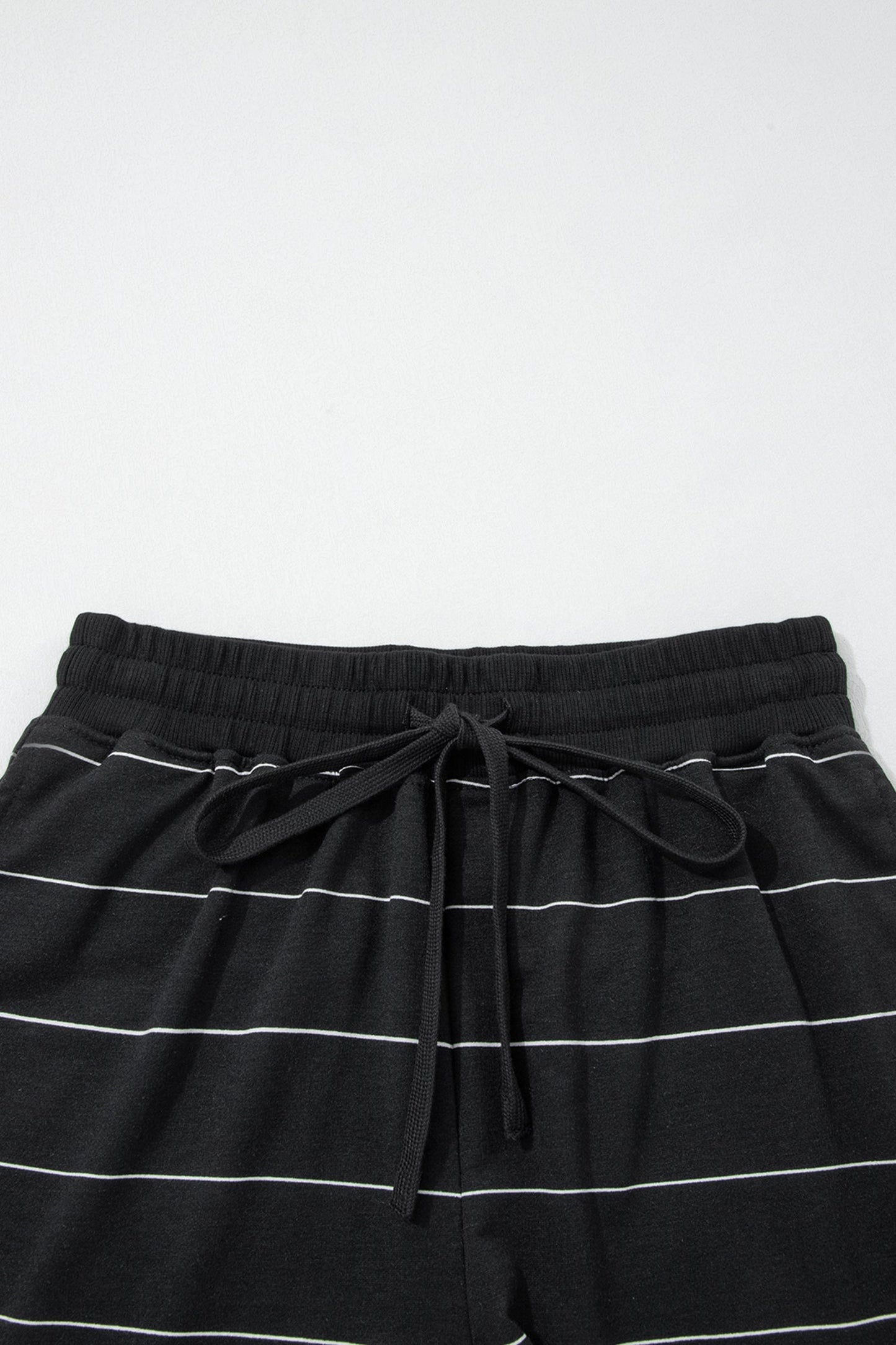 Stripe Short Sleeve Tee & Drawstring Shorts Set