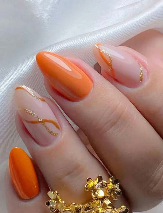 Golden Orange Press On Nails