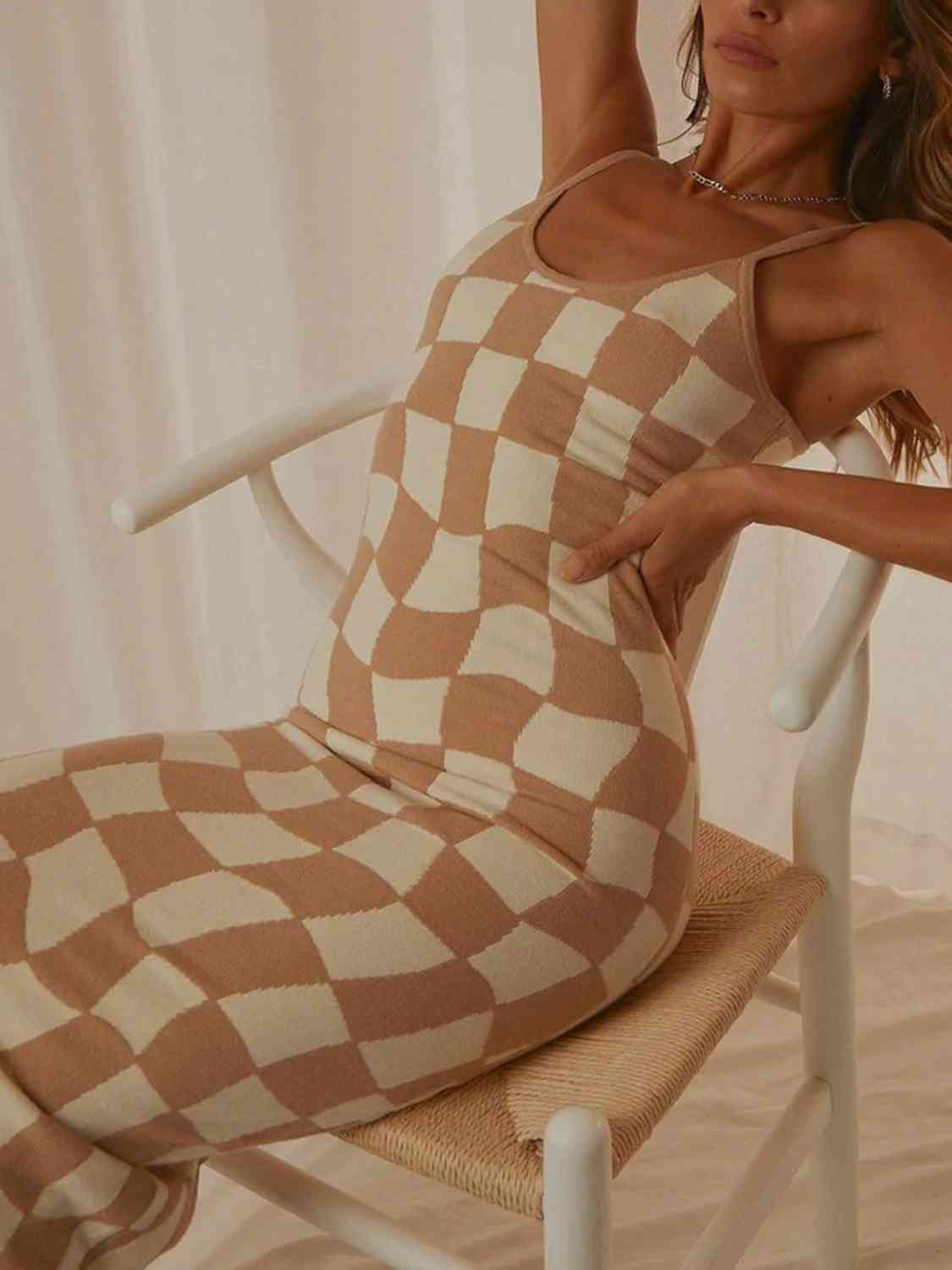 Retro Spaghetti Strap Maxi Sweater Dress