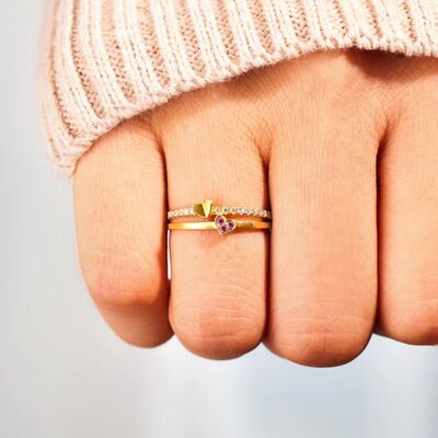 18K Gold-Plated 925 Sterling Silver Double-Layered Ring