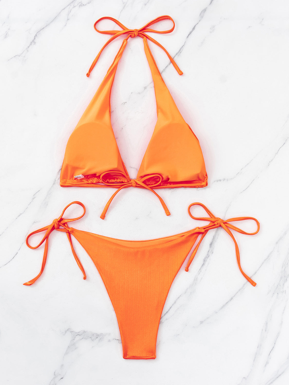 Tied Halter Neck Two-Piece Bikini Set