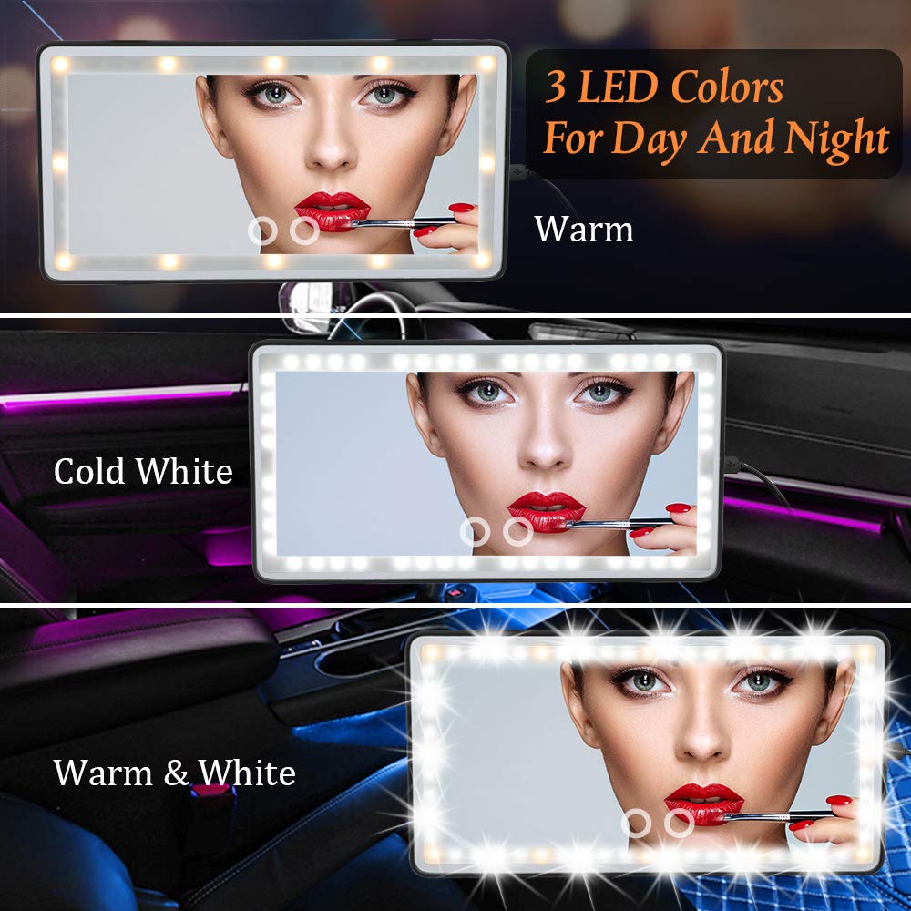 Car Visor Vanity Mirror with LED Lights