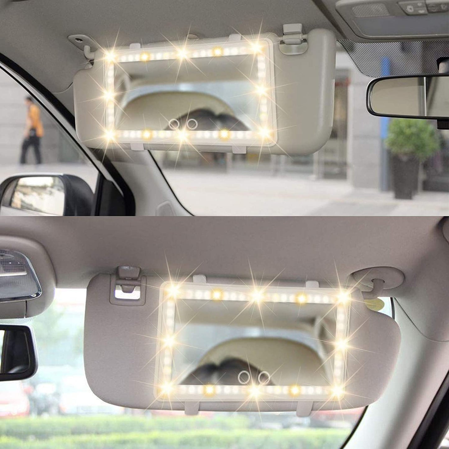 Car Visor Vanity Mirror with LED Lights