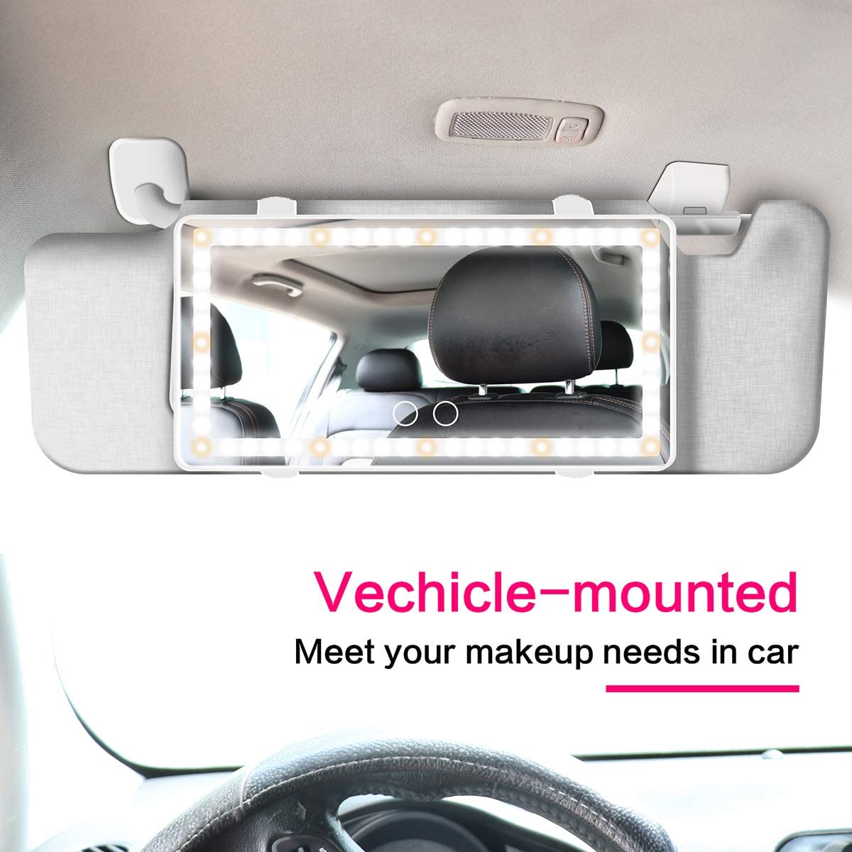 Car Visor Vanity Mirror with LED Lights The Pink Room