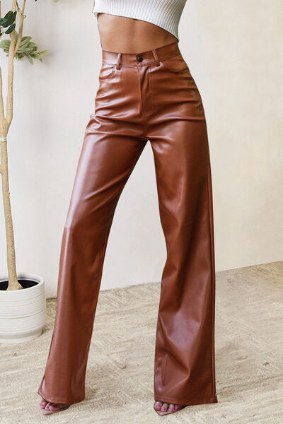 Buttoned High Waist Pants with Pockets