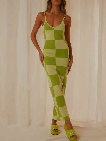 Retro Spaghetti Strap Maxi Sweater Dress