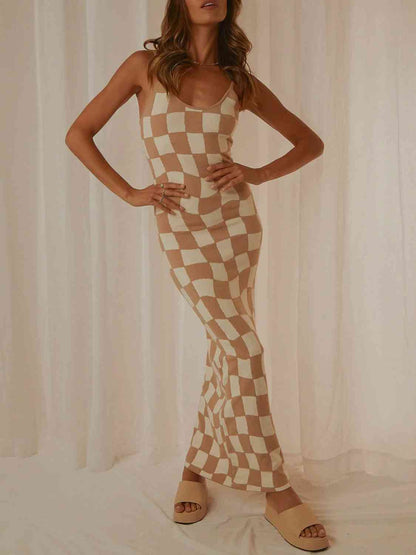 Retro Spaghetti Strap Maxi Sweater Dress