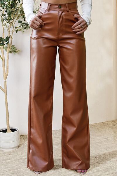 Buttoned High Waist Pants with Pockets