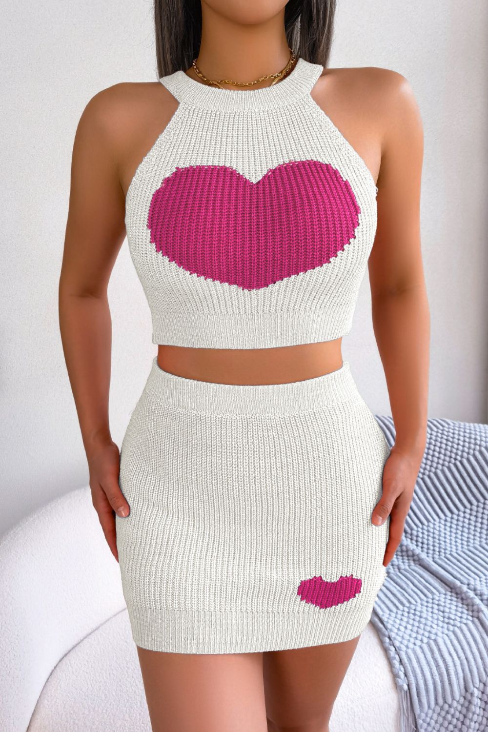 Cross my Heart Ribbed Knit Set